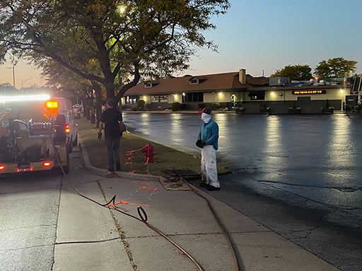 Commercial parking lot asphalt sealcoating in Homewood, Illinois by John Zarlengo Asphalt Paving